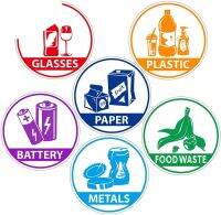 ஐ❀ Creative 6 Pieces Recycle Sticker Decal for Trash CanSticker Sign for Use In Home and Office Waterproof PVC