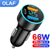 66W 3พอร์ต USB Car Charger Fast Charging PD Quick Charge 3.0 USB C รถอะแดปเตอร์ชาร์จศัพท์สำหรับ 14 13 12 Xiaomi Samsung