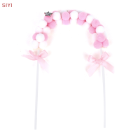 SIYI?Gift?Cheap? 1pcsdiy เค้กก้อนเมฆปอมปอมขนนุ่มสีชมพูฟ้าสำหรับงานวันเกิดเด็ก