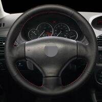 【YF】 Car Products Black Faux Leather Car Accessories Steering Wheel Cover For Peugeot 206 1998-2005 SW 2003 2004 2005