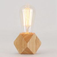 Modern table lamp E27 Wooden desk lamp Diamond bedside lamp for homebedroomliving room decor EU-Plug Wooden Base