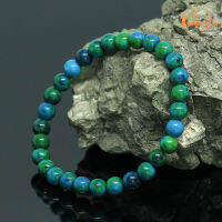 หินคริสโซคอลลา ขนาด 6 มิล Chrysocolla แต่งสี กำไลหินมงคล หินแห่งการสื่อสาร เสริมสร้างพลังอำนาจ หินสี กำไลหิน หินสีฟ้า หินสีเขียว by.ออมทอง