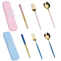 3 Pcs Cutlery Set with Case  Stainless Steel Portable Spoon Fork Chopsticks and Case  for Camping  Travel  Canteen  Restaurant Flatware Sets