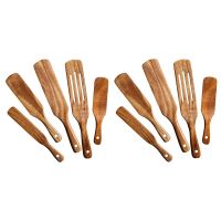 Wooden Spurtles Set (10Pcs) - Teak Wood Kitchen Tools Set - Heat Resistant Non Stick Wood Cookware for Stirring &amp; Mixing