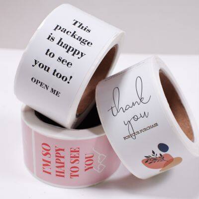 hot！【DT】✇  100pcs/roll This Is Happy To See You Too Stickers Small Business box packaging decor Thank Sticker Labels