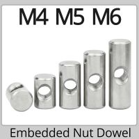 M4 M5 M6 304 Stainless Steel Cross Hole Barrel Nut Bolts Cylindrical Pin Dowel Wood Furniture Embedded Locking Long Nut