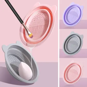 Brush Cleaning Mat, Silicone Makeup Cleaning Brush Scrubber Mat Portable  Washing Tool Cosmetic Brush Cleaner with Suction Cup for Valentines Day