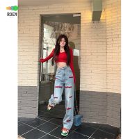 Nini Autumn New Product · 2022 new design letter embroidery casual straight jeans long pants