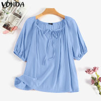 (จัดส่งฟรี)Fancystyle VONDA เสื้อแขนสั้นสวมหัวลำลองของผู้หญิงเสื้อนอก A-Line คอกลมอเนกประสงค์ #2