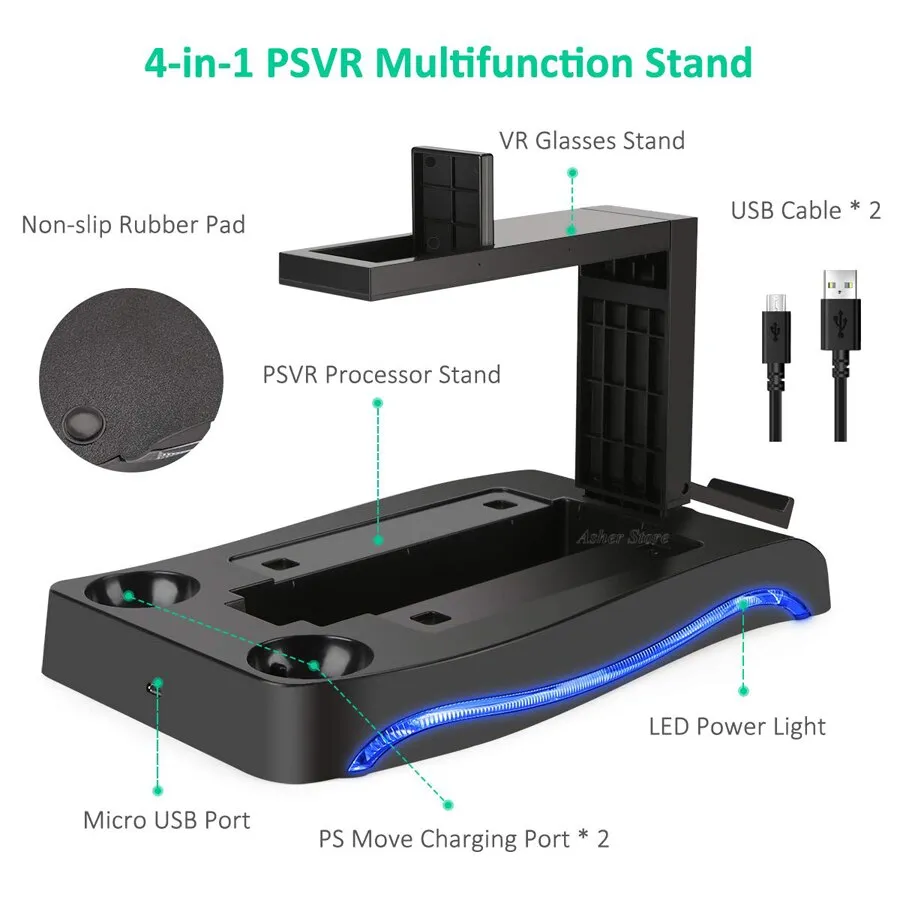 PS4 PS VR Charging Storage Stand Move Controller Charger Station Headset  Processor Showcase for Playstation VR PSVR CUH-ZVR2 