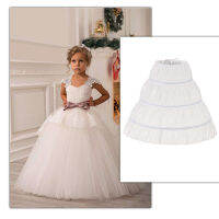 【YIDEA HONGKONG】White Children Petticoat A-Line 3 Hoops One Layer Kids Crinoline Lace Trim Flower Girl Dress Underskirt Elastic Waist