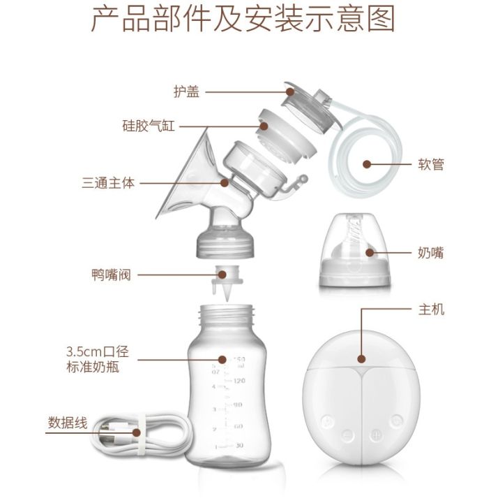 zimeitu-เครื่องปั๊มนมไฟฟ้า-s-ขวดนมที่มีประสิทธิภาพการดูดหัวนมเครื่องปั๊มนมไฟฟ้า-usb-กับขวดนมทารกแผ่นหัวนม