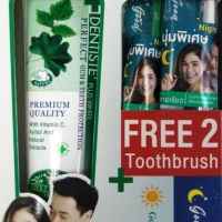 Dentiste เดนทิสเต้ ยาสีฟันหลอดบีบ160 กรัม + ฟรี แปรงสีฟัน 2 ด้าม ในกล่องเดียวกัน