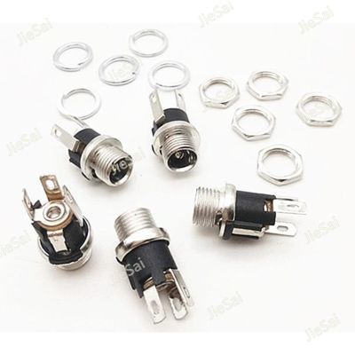 [LWF HOT] ⋆ 5Pcs 5.5x2.1/2.5Mm Copper Metal FemaleSocket Jack Plug DC Power Connector Terminal Adapter With Nut