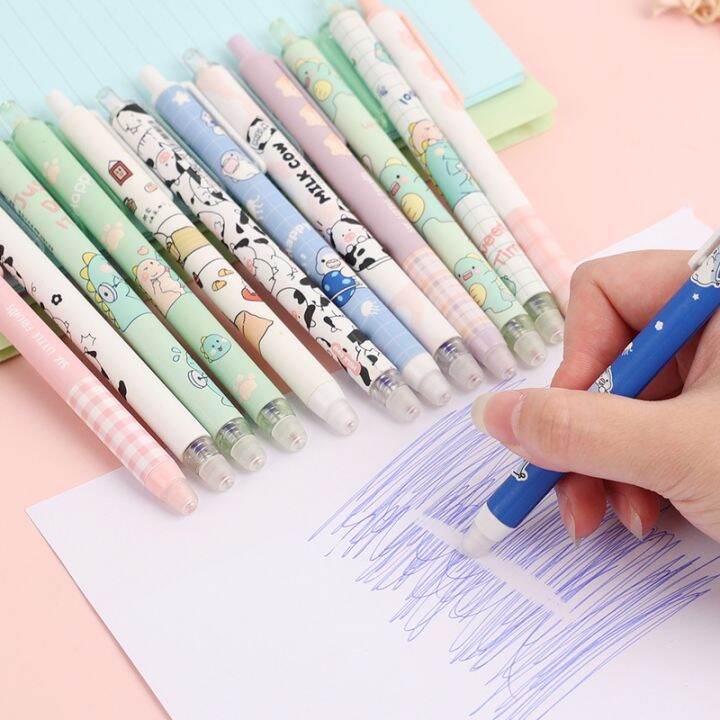 กดการกระทำสีฟ้า-erasable-ปากกาคาร์บอนปากกา-การ์ตูนน่ารักล้อปากกา-สีดำเทคโนโลยีพระเจ้าปากกาเป็นกลาง-นักเรียนอุปกรณ์การศึกษา