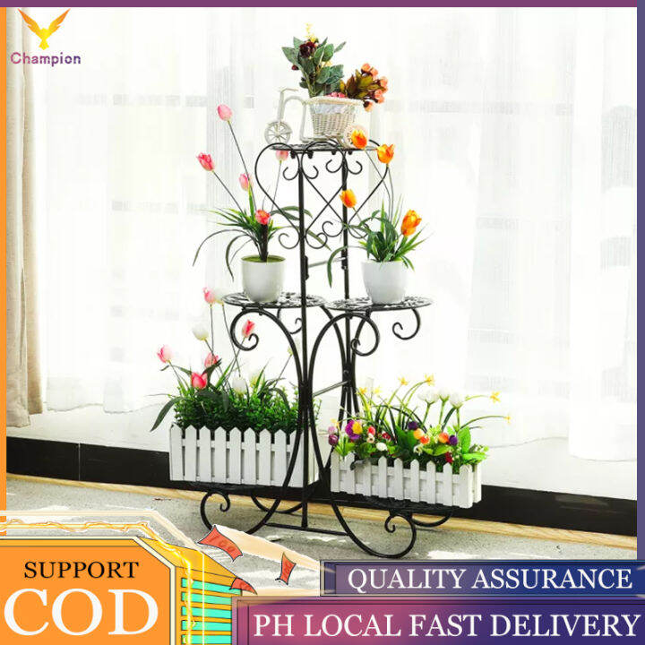 5 Layers Gardening Wrought Iron Flower Stand Home Decoration Plant
