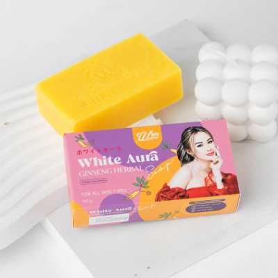 ไวท์ออร่า สบู่สมุนไพรโสม WHITE AURA GINSENG HERBAL SOAP (สูตรใหม่)