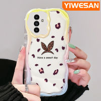 YIWESAN เคสปลอกสำหรับ Samsung กาแลคซี A13 A13 5G A14 A04s ลายการ์ตูนมีโบว์ขอบเป็นคลื่นเคสโทรศัพท์โปร่งใสใหม่น่ารักเนื้อครีมกันกระแทกปลอกซิลิโคนใสป้องกันเลนส์กล้องเคสนิ่ม