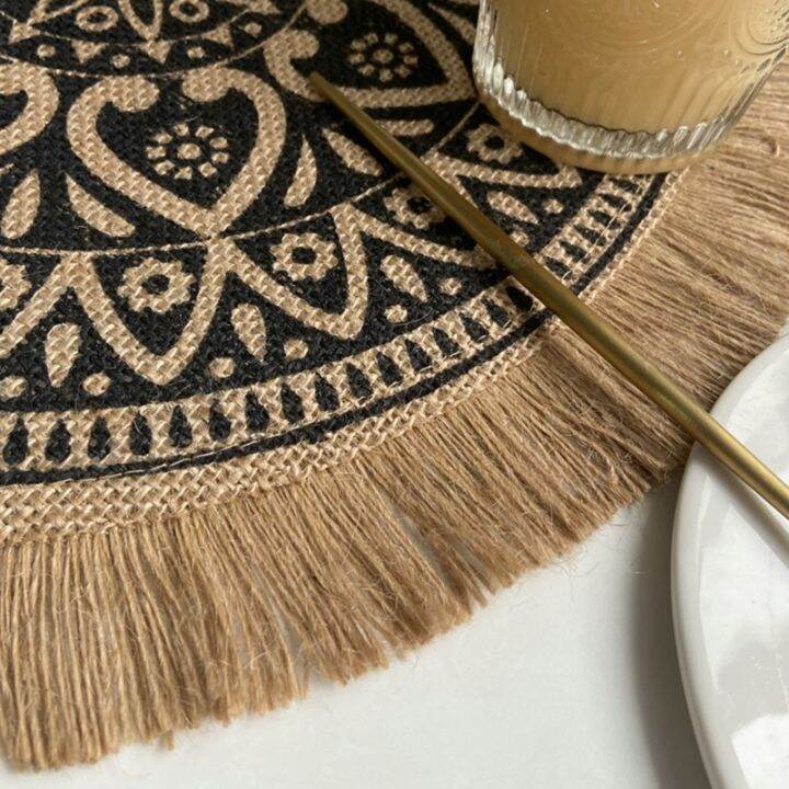 cw-mandala-round-placemat-boho-woven-macrame-fringe-tassels-table-resistant-cup-plate-coaster