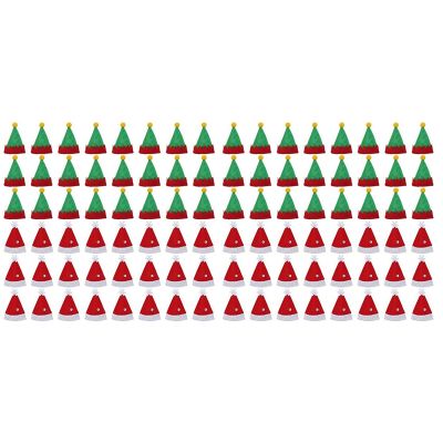 96Pcs Mini Santa Claus Hat Lollipop Top Topper Cover Merry Christmas Decorations Wine Bottle Protection Cap