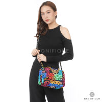 CHANEL FLAP 19 26 BLACK GRAFFITI NEON NYLON SGHW