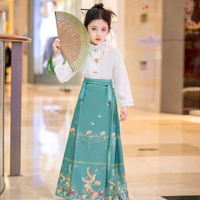【Ready Stock】🌈 Childrens horse face rl Hau ived ancient sle suit summer rl Ce sle ancient costume Mg system suit summer
