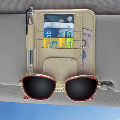 Car Sun Visor Mutil-Pocket Storage Organizer Auto Interior Accessories Car Documents Pouch Credit Card Sun Glasses Pens Holder Adhesives Tape