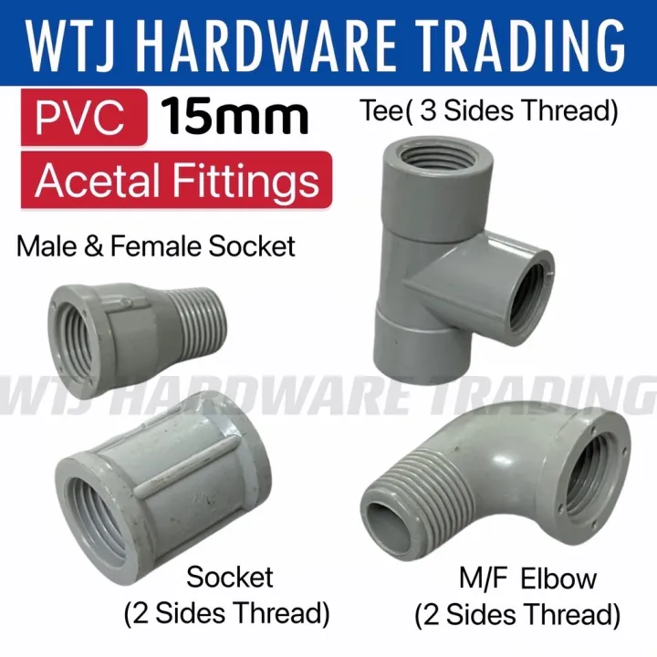 PVC ACETAL Fittings / Male female Socket / M/F Elbow / Tee / Socket 1/2 ...