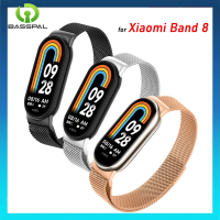 BassPal สำหรับสาย Xiaomi Mi 8กำไลสายสำรองโลหะวงสแตนเลสสายเหล็กแบบมิลานสำหรับ Xiao Mi Miband 8อุปกรณ์เสริม