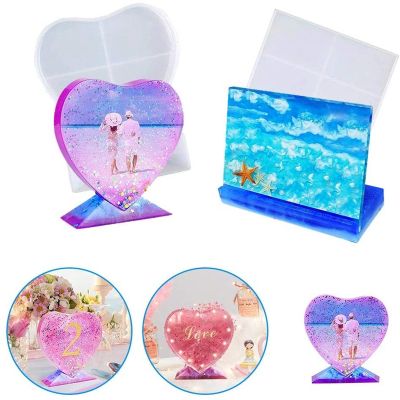 Epoxy Resin Photo Frame Molds, Rectangle & Heart Shape Silicone Mold Personalized Photo Frame Mold for Resin Casting