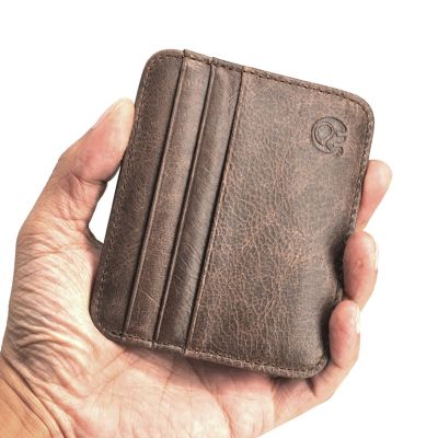 【CW】☎◊◈  Dropshipping Layer Leather Slot Super Thin Real Leathers Bank Card Holder Coin Purse Sort Wallet