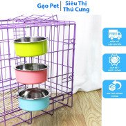 Bát ăn inox treo lồng gắn chuồng cho chó mèo