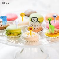 40Pcs Food Fruit Forks Kids Food Picks Cartoon Toothpick for Appetizer Pastry Birthday Themed Party Children Holiday