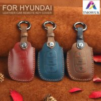 SHJGKFD Leather Car Key Case Cover Fob for 2015-2018 Hyundai Tucson Elantra Sonata Retro Leather Key Case Cover