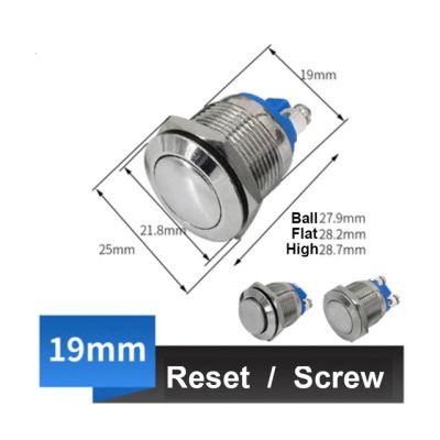 8/10/12/16/19/22/30Mm รีเซ็ทชั่วครู่/ล็อคล็อคสวิทช์ปุ่มกดโลหะกันน้ำหมุดเกลียวเท้าเชื่อม