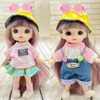 (Popular toys) 1/8 Bjd ตุ๊กตาสาวที่สามารถเคลื่อนย้ายข้อต่อน่ารักใบหน้ารูปร่างสีฟ้าลูกตาแฟชั่นเสื้อผ้าสูทกับแว่นตาเด็กของเล่นของขวัญที่ดีที่สุดสำหรับเด็ก