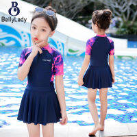 2 Pcs/set Children Swimsuit Quick-drying Sunscreen One-piece Skirt Dress+ Leggings For Girls【fast】