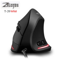 สำหรับ ZELOTES T20แนวตั้งเมาส์สำหรับเล่นเกม3200จุดต่อนิ้ว6ปุ่มแบบชาร์จเกมหนู4เกียร์ USB สาย RGB หนูแสงสำหรับแล็ปท็อปพีซี