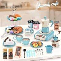 2023 52pcs Pretend Childrens Toys House Coffee Kitchen Toys Set Spray Induction Cooker Afternoon Tea Toys for Girls Gifts