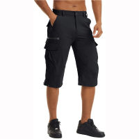 TACVASEN Mens Cargo Work Shorts Quick Dry 34 Length Capri Pants Multi-pockets Knee Length Trousers Summer Board Beach Shorts