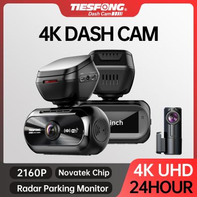 Tiesfong กล้องติดรถยนต์ A801 4K UHD ด้านหน้ากล้องมองหลังและ DVR พร้อมกล้องมองในความมืด WDR มุมกว้าง140 ° เครื่องบันทึกวีดีโอ J44ในตัว