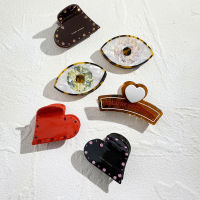 Trendy colorful evil eye heart hair clip claw for women girls temperament crab clamp hairpin barrettes hair accessories tool