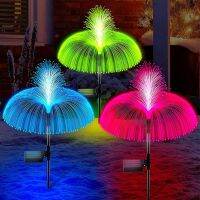 6/3/1Pcs LED Solar Garden Lights Outdoor Waterproof Backyard Lights 7Colors Fiber Optic Jellyfish Light for Pathway/Lawn