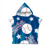 Baseball League Pattern Soft Bath Towel For Kid Children Quick-drying Beach Towels Swimming Cloak