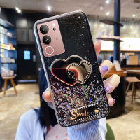 KOSLAM เคสโทรศัพท์ทนต่อสิ่งสกปรกกระจกรูปหัวใจประกายสำหรับ VIVO V29 5G V29e V29 Pro 5G V27 Pro 5G V27 5G V27e ดีไซน์ใหม่ TPU นุ่มปลอกโทรศัพท์มือถือคลังสินค้าพร้อม