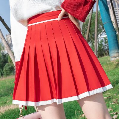 ‘；’ Fashion Style Women Skirt Solid Color  High Waist Midi Pleated Skirts Black School Korean Version Mini A-Line Saia