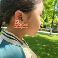 Behoney Custom Name Stud Earrings Personalized Nameplate Handmade Acrylic Laser Stud Earrings Girls Custom Jewelry