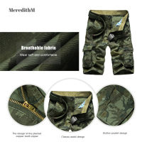 MeredithM Men Cargo Shorts Summer Thin Loose Multi-Pockets Casual Camouflage Cropped Pants For Caming Fishing