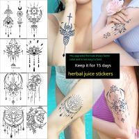 Gardenia Blue Show Herbal Tattoo Sticker Lasts 7-15 Days Geometric Tattoo Plant Juice Cream Temporary Tattoos Sticker 160x115mm