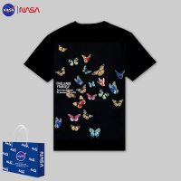 【July hot】 NASA joint high-end summer colorful loose butterfly print round leader t-shirt Ukiyo-e short-sleeved all-match